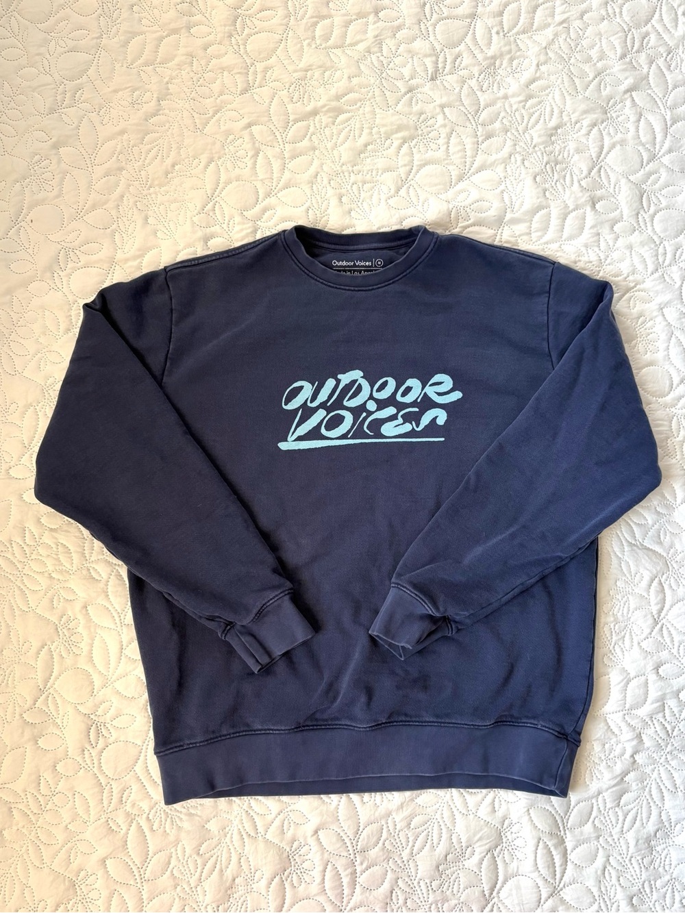 Outdoor Voices Logo Graphic Crewneck Sweatshirt Navy Blue Medium